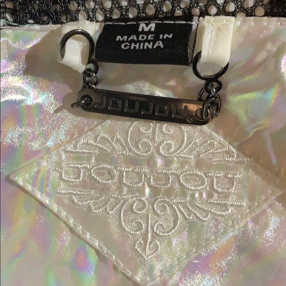 Jou Jou Iridescent Windbreaker Attached Hood Zip Front Jacket - Picture 6 of 7